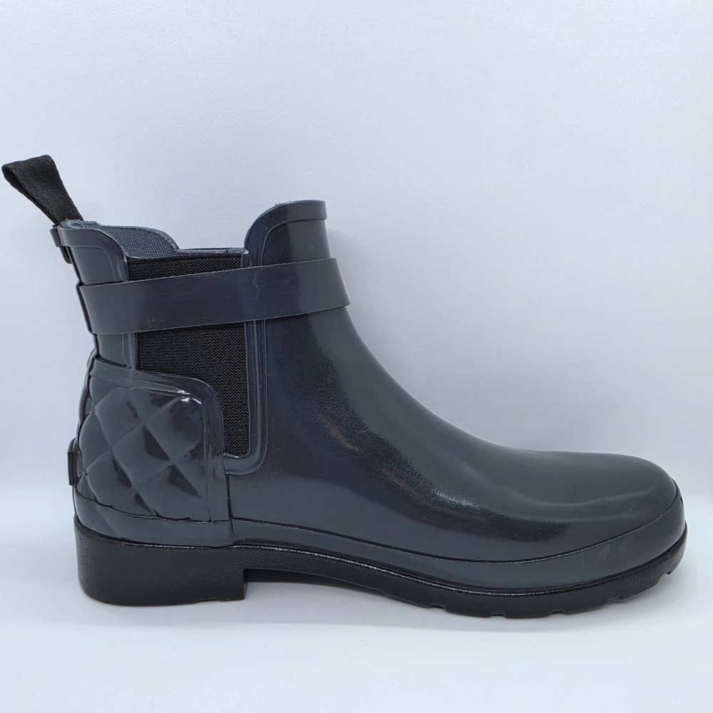 Hunter Original Refined Quilted Chelsea Boots Glossy Slate Gray Women's Size 7 - Picture 9 of 13